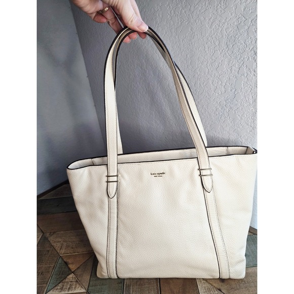 kate spade new york Handbags - Kate‎ Spade Oakwood Street Chandra Soft Ivory White Pebbled Leather Tote Handbag
